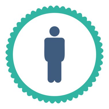 Adam düz kobalt ve mavi renkler damga simgesi yuvarlak