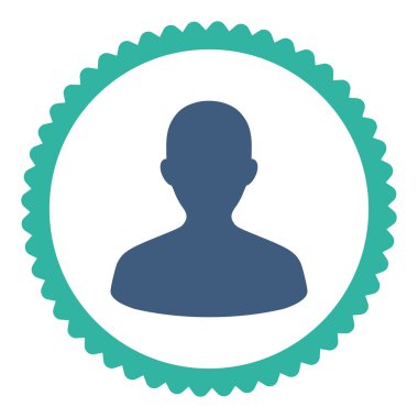 Kullanıcı düz kobalt ve mavi renkler damga simgesi yuvarlak