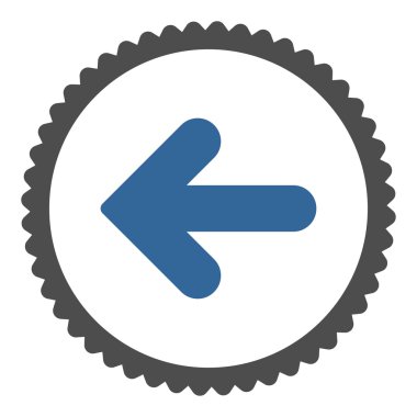 Ok sol düz kobalt ve gri renkler damga simgesi yuvarlak