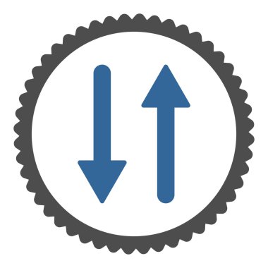 Oklar Exchange dikey düz kobalt ve gri renkler damga simgesi yuvarlak