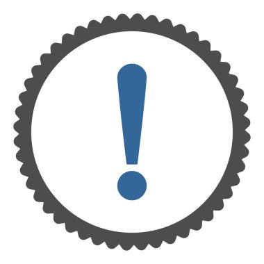 Ünlem işareti düz kobalt ve gri renkler damga simgesi yuvarlak