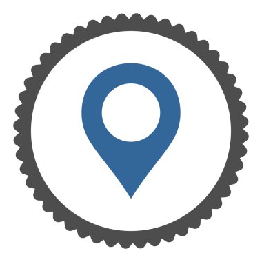 Harita işaretleyici düz kobalt ve gri renkler damga simgesi yuvarlak