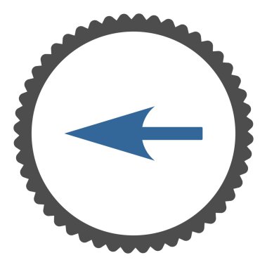 Keskin sol ok düz kobalt ve gri renkler damga simgesi yuvarlak