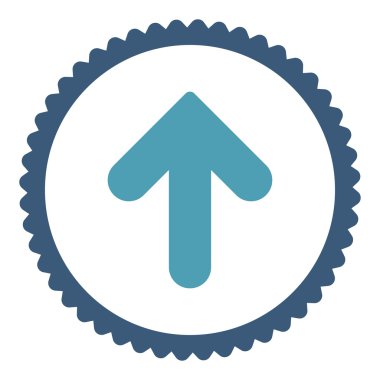 Ok yukarı düz mavi ve mavi yuvarlak damga simge renk