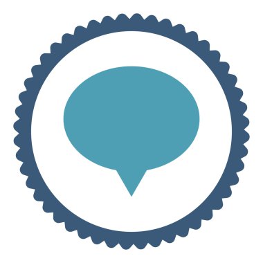 Afiş düz mavi ve mavi renkler damga simgesi yuvarlak