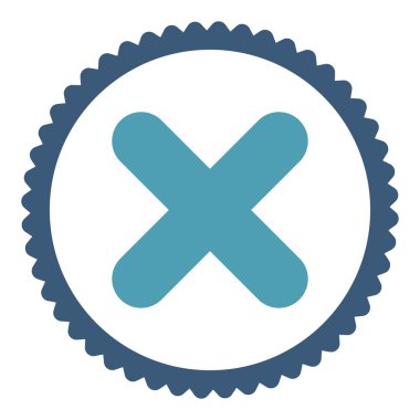 Düz mavi iptal ve mavi renkler damga simgesi yuvarlak