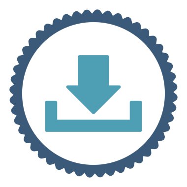 Düz mavi indirmek ve mavi renkler damga simgesi yuvarlak