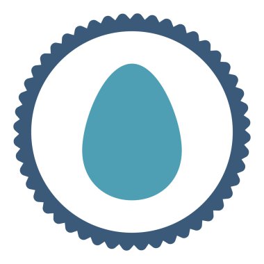 Yuvarlak damga simgesi yumurta düz mavi ve mavi renkler