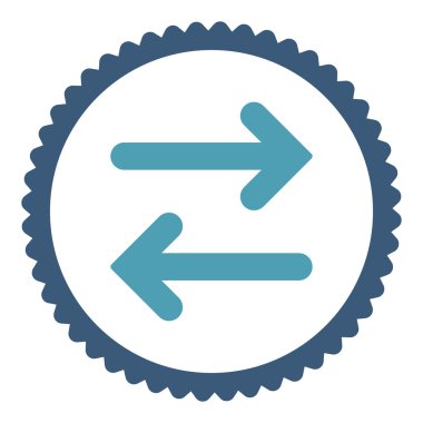 Yatay düz mavi flip ve mavi renkler damga simgesi yuvarlak