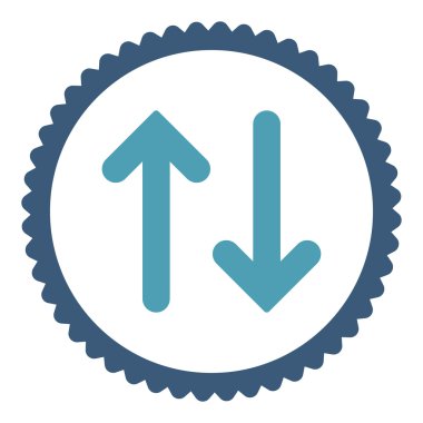 Düz mavi flip ve mavi renkler damga simgesi yuvarlak