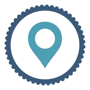 Yuvarlak damga simge harita işareti düz mavi ve mavi renkler