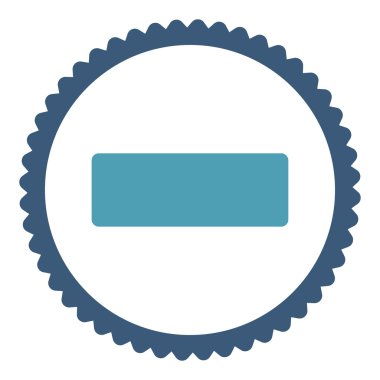 Düz mavi ve mavi renkler damga simgesi yuvarlak