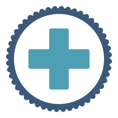 Ve pul simgesi yuvarlak düz mavi ve mavi renkleri