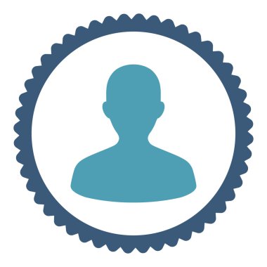 Yuvarlak damga simgesi Kullanıcı düz mavi ve mavi renkler