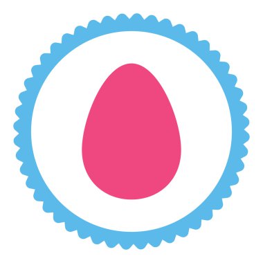 Yuvarlak damga simgesi yumurta düz pembe ve mavi renkler