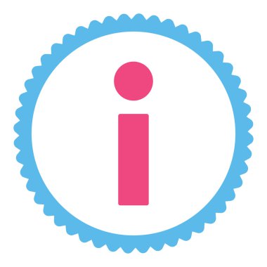 Info düz pembe ve mavi renkler damga simgesi yuvarlak