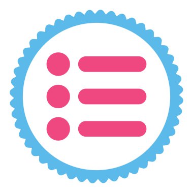 Öğeleri düz pembe ve mavi renkler damga simgesi yuvarlak