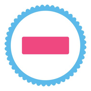 Düz pembe ve mavi renkler damga simgesi yuvarlak