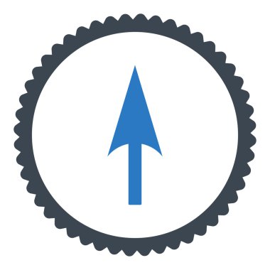 Ok eksen Y düz düz mavi renkler damga simgesi yuvarlak