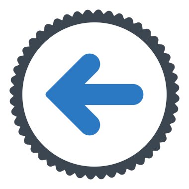 Ok sol düz düz mavi renkler damga simgesi yuvarlak