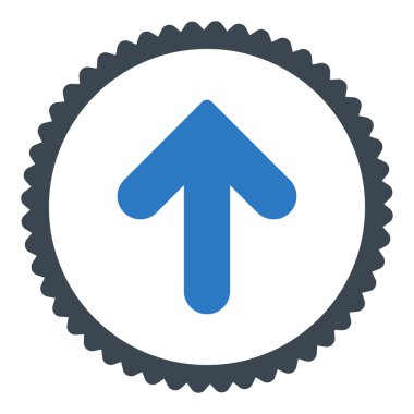 Ok yukarı düz düz mavi renkler damga simgesi yuvarlak