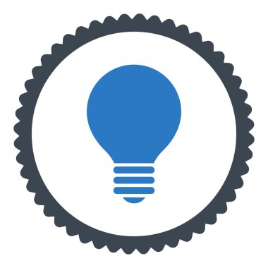 Elektrikli ampul düz düz mavi renkler damga simgesi yuvarlak