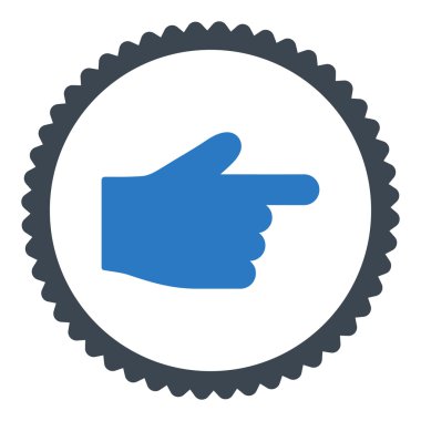 İşaret parmağı düz düz mavi renkler damga simgesi yuvarlak