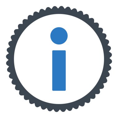 Info düz düz mavi renkler damga simgesi yuvarlak