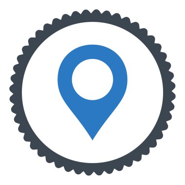 Marker düz düz mavi renkler damga simgesi yuvarlak