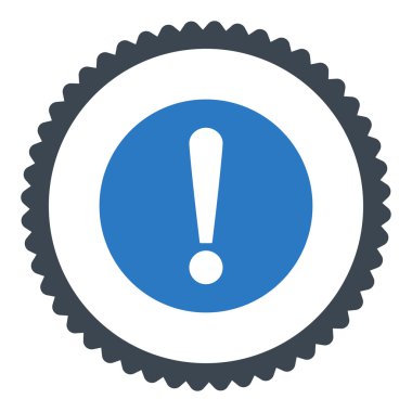 Sorun düz düz mavi renkler damga simgesi yuvarlak