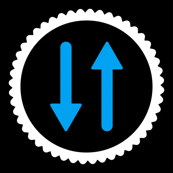 Arrows Exchange Vertical blue and white colors round stamp icon — стоковый вектор