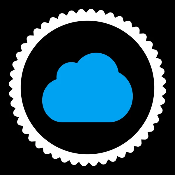 Cloud ploché modré a bílé barvy ikony kulatého razítka — Stockový vektor