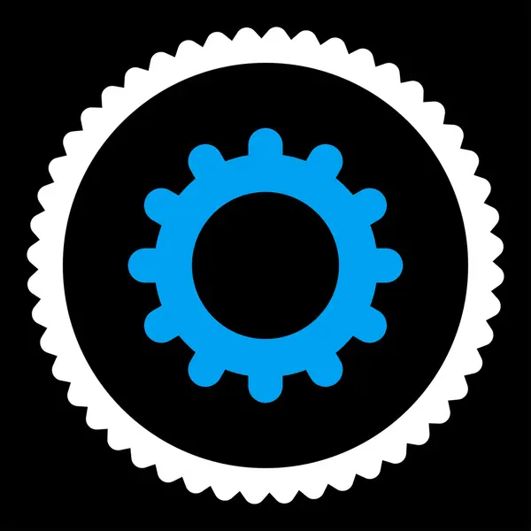 Gear platt blå och vita färger rund stämpel-ikonen — Stock vektor