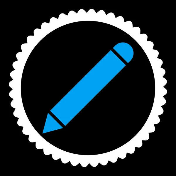 Pencil flat blue and white colors round stamp icon — Stock Vector