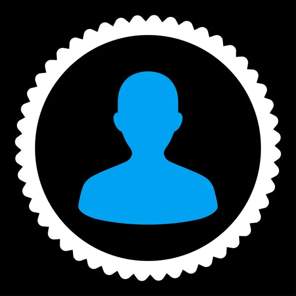 Utilisateur plat bleu et blanc couleurs rond timbre icône — Image vectorielle