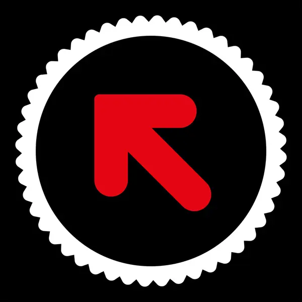 Pfeil nach oben links flache rote und weiße Farben rundes Stempelsymbol — Stockvektor