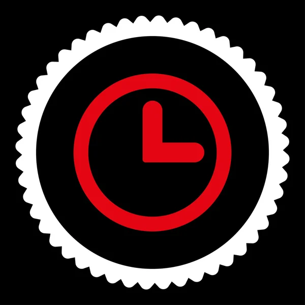 Horloge plat rouge et blanc couleurs rond timbre icône — Image vectorielle