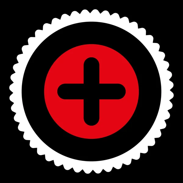 Crear colores planos rojo y blanco icono de sello redondo — Vector de stock