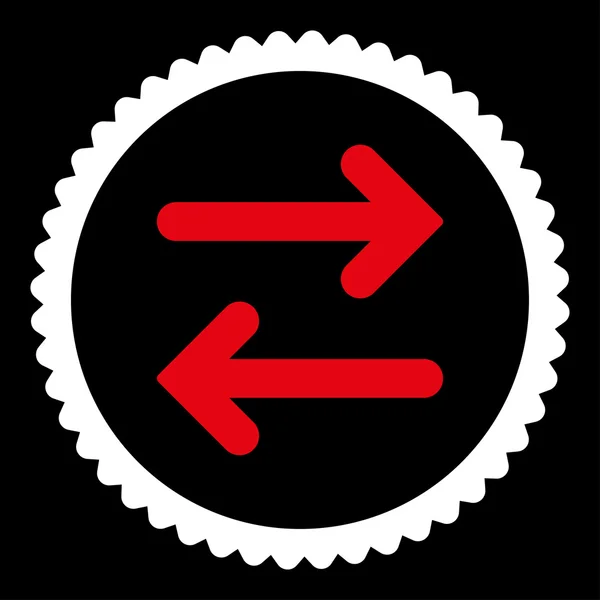 Flip Horizontal plat rouge et blanc couleurs rond timbre icône — Image vectorielle