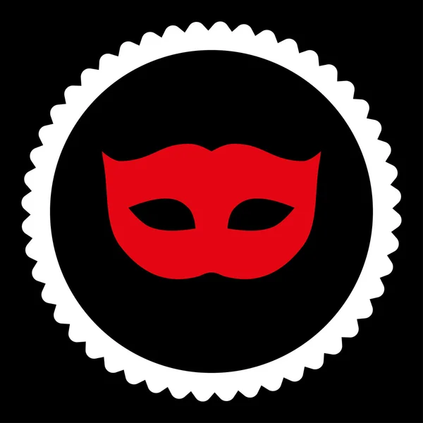 개인 정보 보호 마스크 평면 빨간색과 흰색 색상 라운드 스탬프 아이콘 — 스톡 벡터