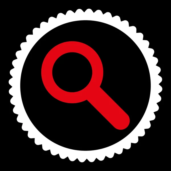 Поиск плоские красные и белые цвета круглая марка значок — стоковый вектор