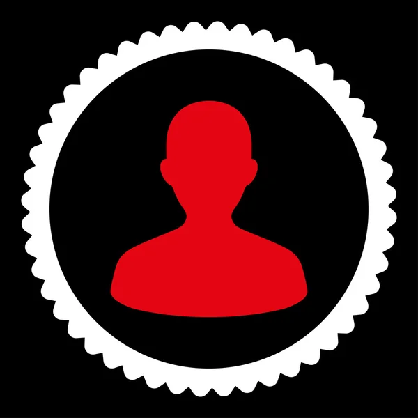 Användaren platta röda och vita färger rund stämpel-ikonen — Stock vektor