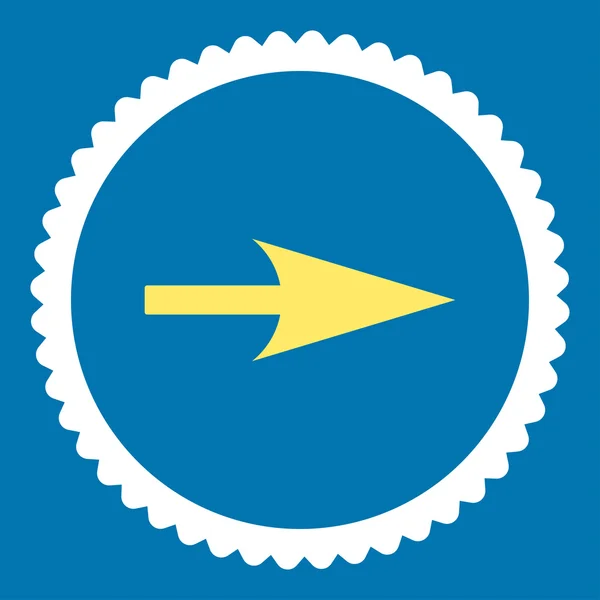 Flèche Axe X plat jaune et blanc couleurs rond timbre icône — Image vectorielle