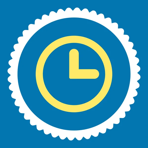 时钟扁平黄色和白色圆形邮票图标 — 图库矢量图片