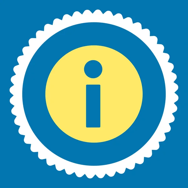 Information couleur plate jaune et blanc rond icône de timbre — Image vectorielle