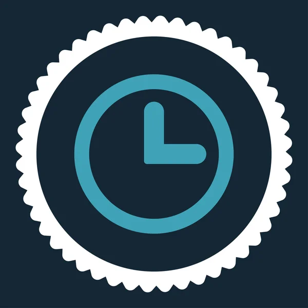 Reloj plano azul y blanco colores ronda sello icono — Archivo Imágenes Vectoriales