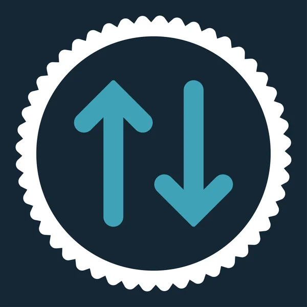 Flip plat bleu et blanc couleurs rond timbre icône — Image vectorielle