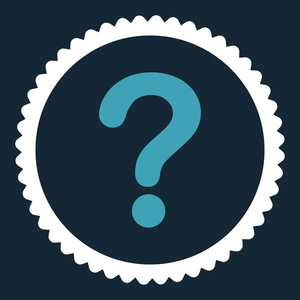 Pergunta plana azul e branco cores redondas ícone carimbo — Vetor de Stock