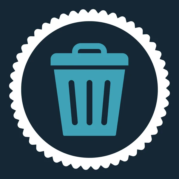 Lixo pode plana azul e branco cores redondas ícone carimbo —  Vetores de Stock