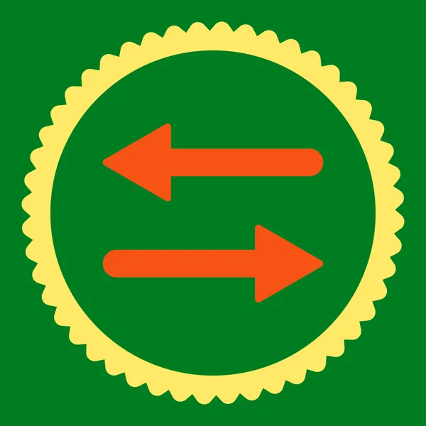 Pijlen Exchange plat oranje en gele kleuren ronde stempel pictogram — Stockvector